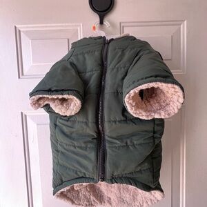 Kids Green Puffer Jacket with Sherpa Lining